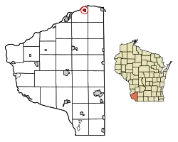 Location of Blue River in Grant County, Wisconsin.