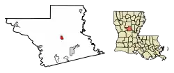 Location of Dry Prong in Grant Parish, Louisiana.