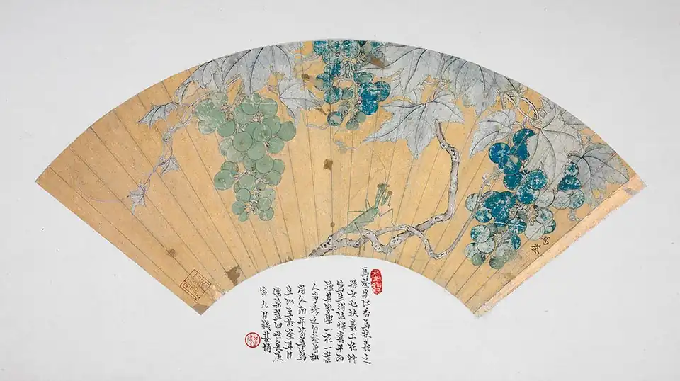 Eighteenth century painting by Ma Quan, Grapes and Mantis ()