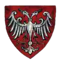 Serbian eagle as seen in a modern stylized coat of arms of the Nemanjić dynasty