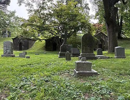 Mausoleums set against the hill