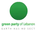 A logo representing a green globe with a text reading "green party of Lebanon" and a motto " earth has no sect"