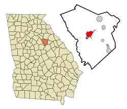 Location in Greene County and the state of Georgia