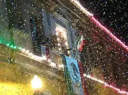 Municipal president giving the Grito de Dolores of "Viva Mexico" to commence Independence Day festivities on 15 Sept 2008