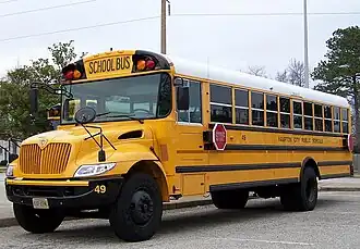 A IC Bus CE school bus with an International 3300 chassis in America