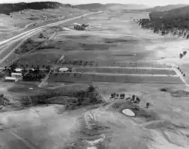 1976, looking south; by this time, the cemetery had expanded to the west