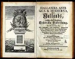 The title and front cover from an old manuscript of Hallanda Antiqua & Hodierna