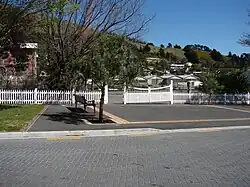 Public access to the Heathcote station platform is gained through this gate from Station Road.