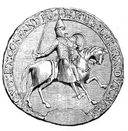 Great Seal of Henry II of England, showing the king as an armed horseman, c. 1154.