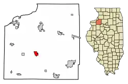 Location of Cambridge in Henry County, Illinois.