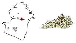 Location of Pleasureville in Henry County, Kentucky.