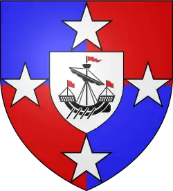 Coat of arms from the badge of the Heraldry Society of New Zealand[97]