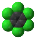 Ball-and-stick model of hexachlorobenzene