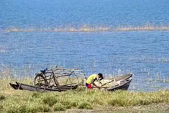 Fisherman at work in Hirakud Dam