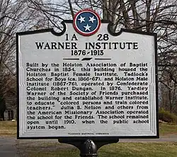 Holston Baptist Female Institute/Warner Institute Plaque