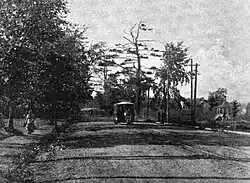 A horse-drawn streetcar