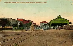 Hotel Brazos and Grand Central Station, Houston, Texas (postcard, circa 1911)