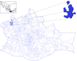 Location of the municipality in Oaxaca
