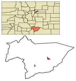 Location of the City of Walsenburg in Huerfano County, Colorado.