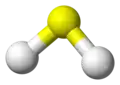 Ball-and-stick model of hydrogen sulfide