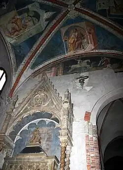 The biscione above the tomb of Stefano Visconti and Valentina Doria in the Basilica of Sant'Eustorgio