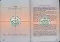 Visa page and Information page of a Marshallese passport.