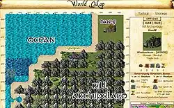 Ocean and an archipelago in the Illyriad world map.