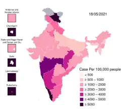 Confirmed cases per million population by state and union territory