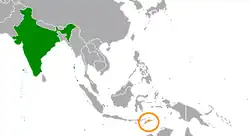 Map indicating locations of India and Timor-Leste