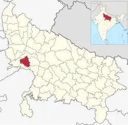 Location of Firozabad district in Uttar Pradesh