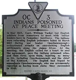 Historical marker with text