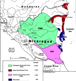 Insurgency area in Nicaragua (1986)​​‌