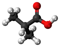 Ball-and-stick model of the isobutyric acid molecule