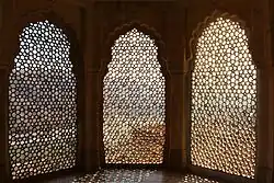 Multifoil arches with jali at Amber fort, India, commissioned in 1592. An example of Rajput architecture.