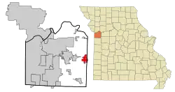 Location within Jackson County