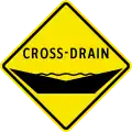W6-3-2 Cross-drain. The inscription "CROSS-DRAIN" is optional.