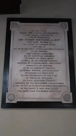 Wall plaque in St George's Church, Bloomsbury, London UK