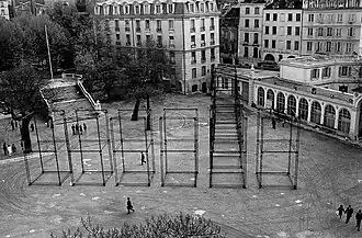 Organisation de l'espace de la cour de l'École Polytechnique à Paris - 06/05/1967