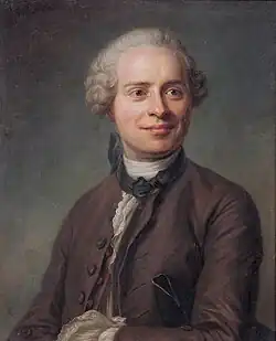An painting of Jean d'Alembert with a smile