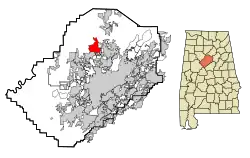 Location in Jefferson County and the state of Alabama