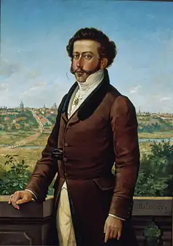 Pedro of Braganza, Prince Royal of Portugal and Brazil (later Emperor of Brazil as Pedro I and King of Portugal as Pedro IV), by Benedito Calixto (1822)