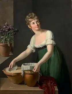 Young Woman Making Cheese by Marie-Victoire Lemoine
