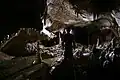 Jewel Cave is mainly a dry cave, but areas with "wet" formations such as these stalagmites and stalactites do exist.