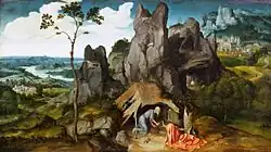 St Jerome in the Desert, c. 1520, oil on panel, 78&nbsp;cm ×&nbsp;137&nbsp;cm (31&nbsp;in ×&nbsp;54&nbsp;in), Louvre, Paris
