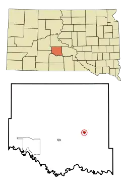 Location in Jones County and the state of South Dakota