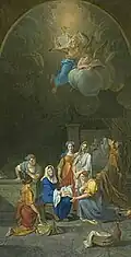 Nativite de la Vierge, 1810. This painting is the preparatory sketch for the painting in Notre-Dame de la Daurade. Angels at the top partially restored.