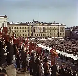 Demonstration by the unions at the square during a general strike in 1956