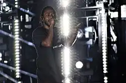Kendrick Lamar performing at Grandoozy on September 14, 2018 in Denver, Colorado.