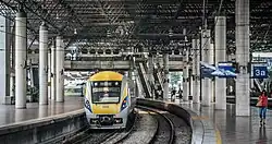 KTM Class 91 at Kuala Lumpur station's extended wing
