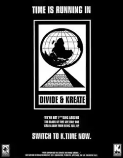 An early K Foundation advert: "Time is running in"